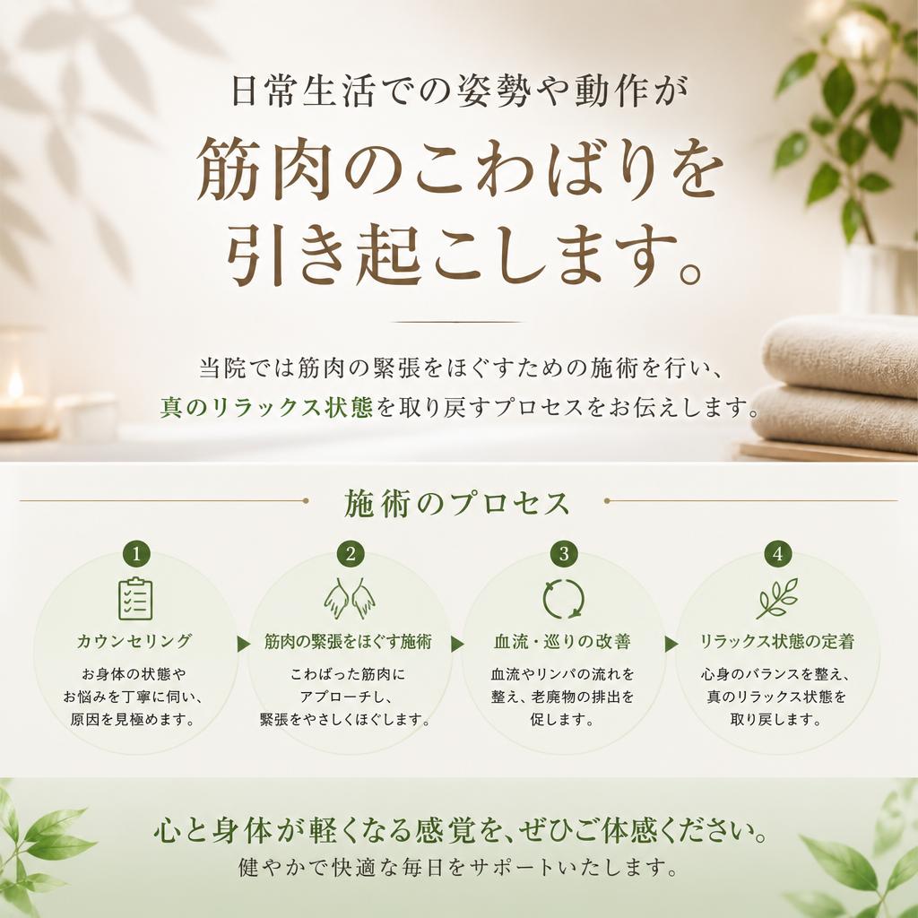 筋肉のこわばりを解消！