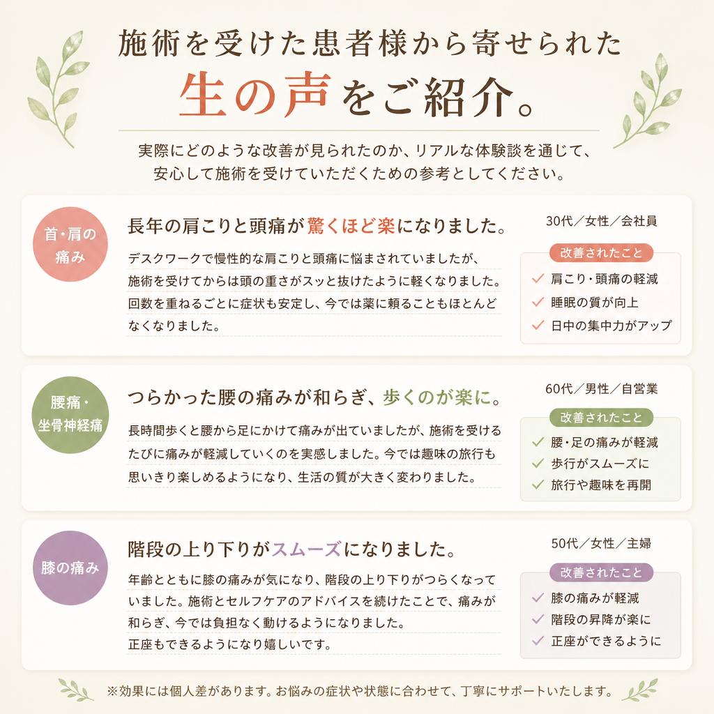 患者様の声 - 実際の体験談を紹介
