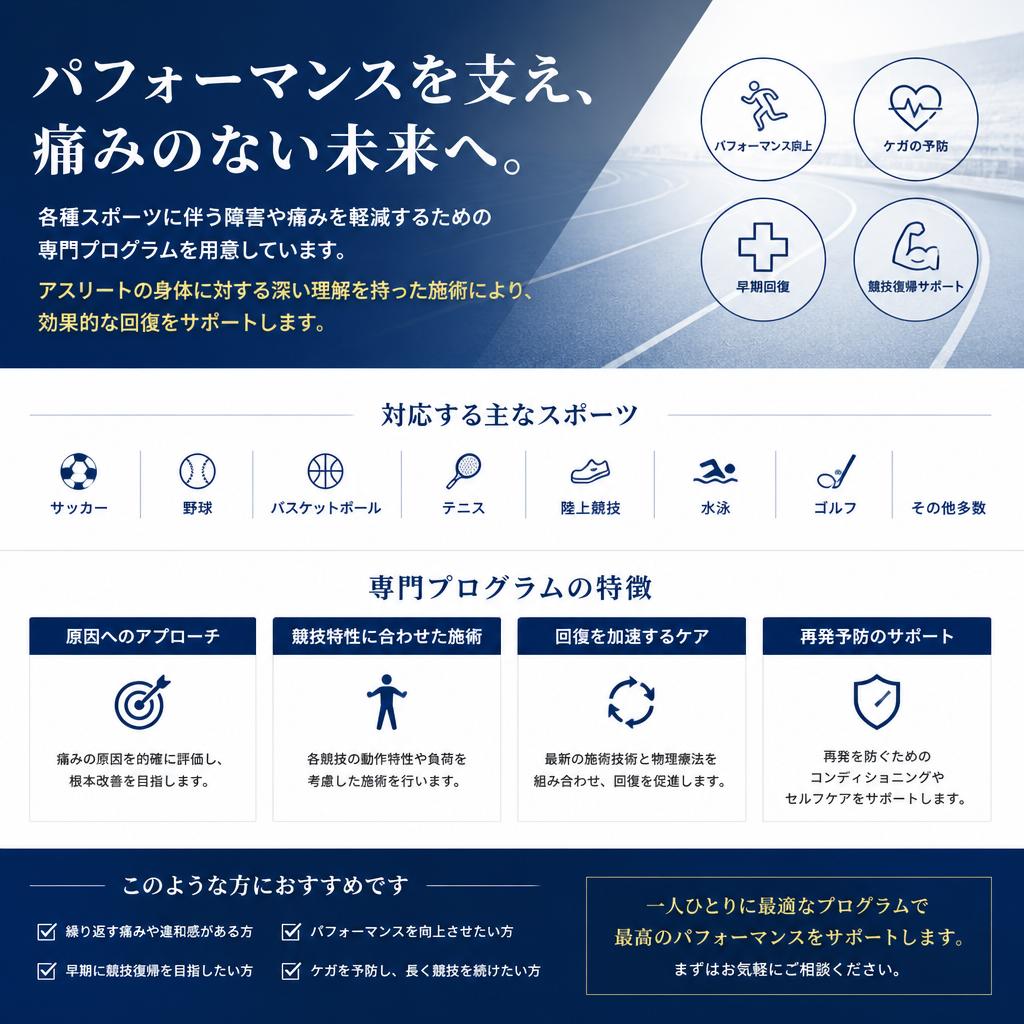 スポーツ障害に特化した施術