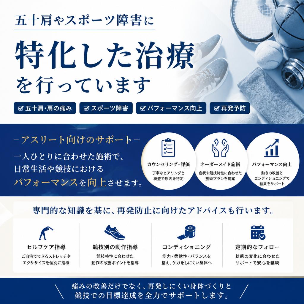 五十肩やスポーツ障害の対応
