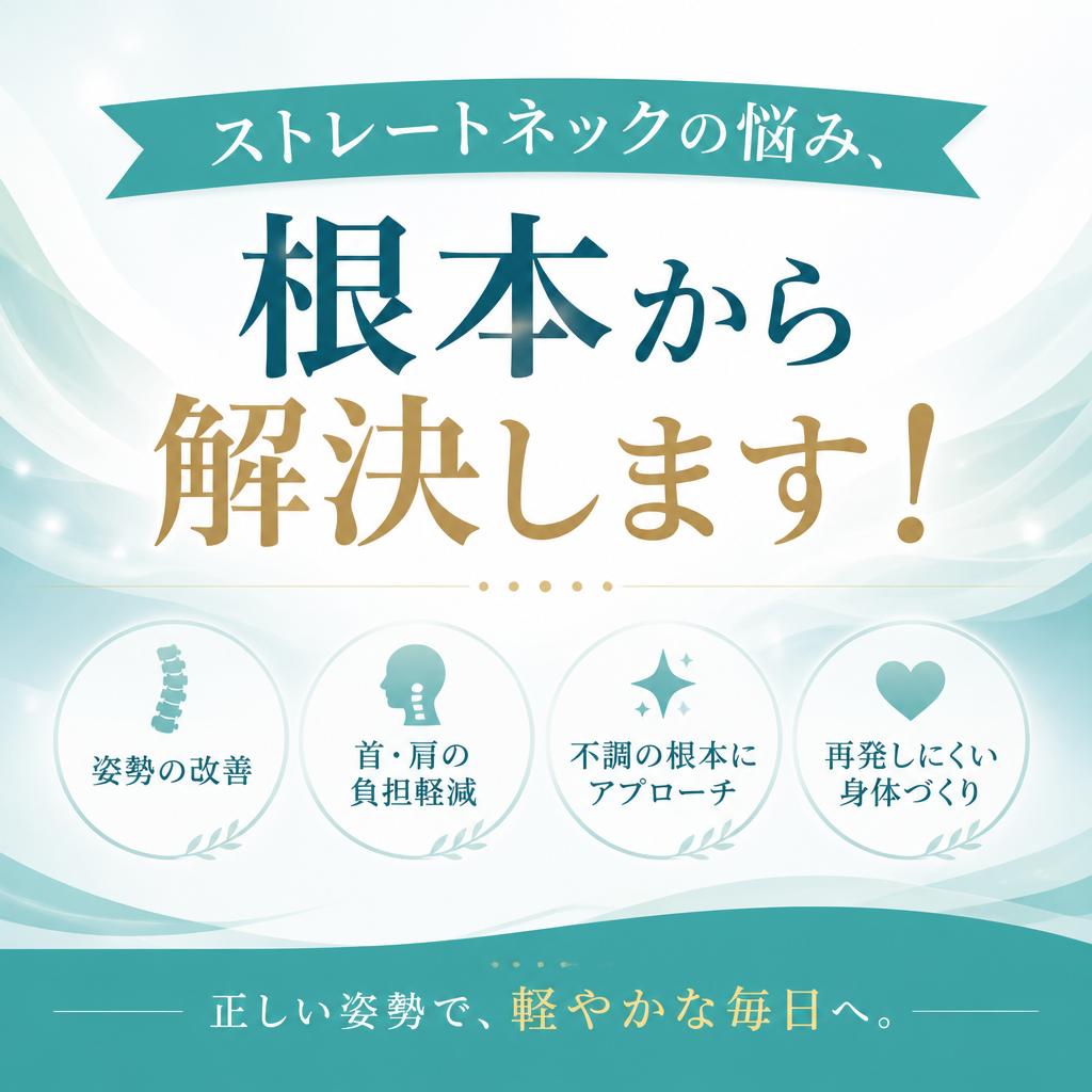 ストレートネックの悩み、根本から解決します！