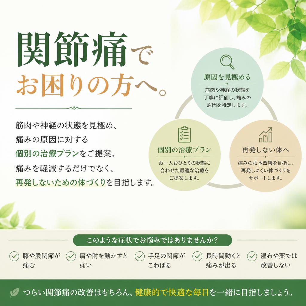 関節痛治療：根本からのアプローチ