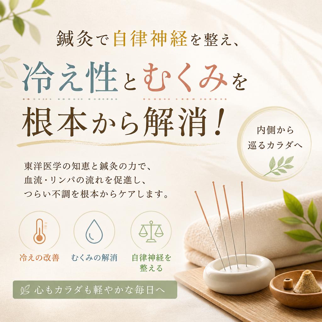 鍼灸で自律神経を整え、冷え性とむくみを根本から解消！