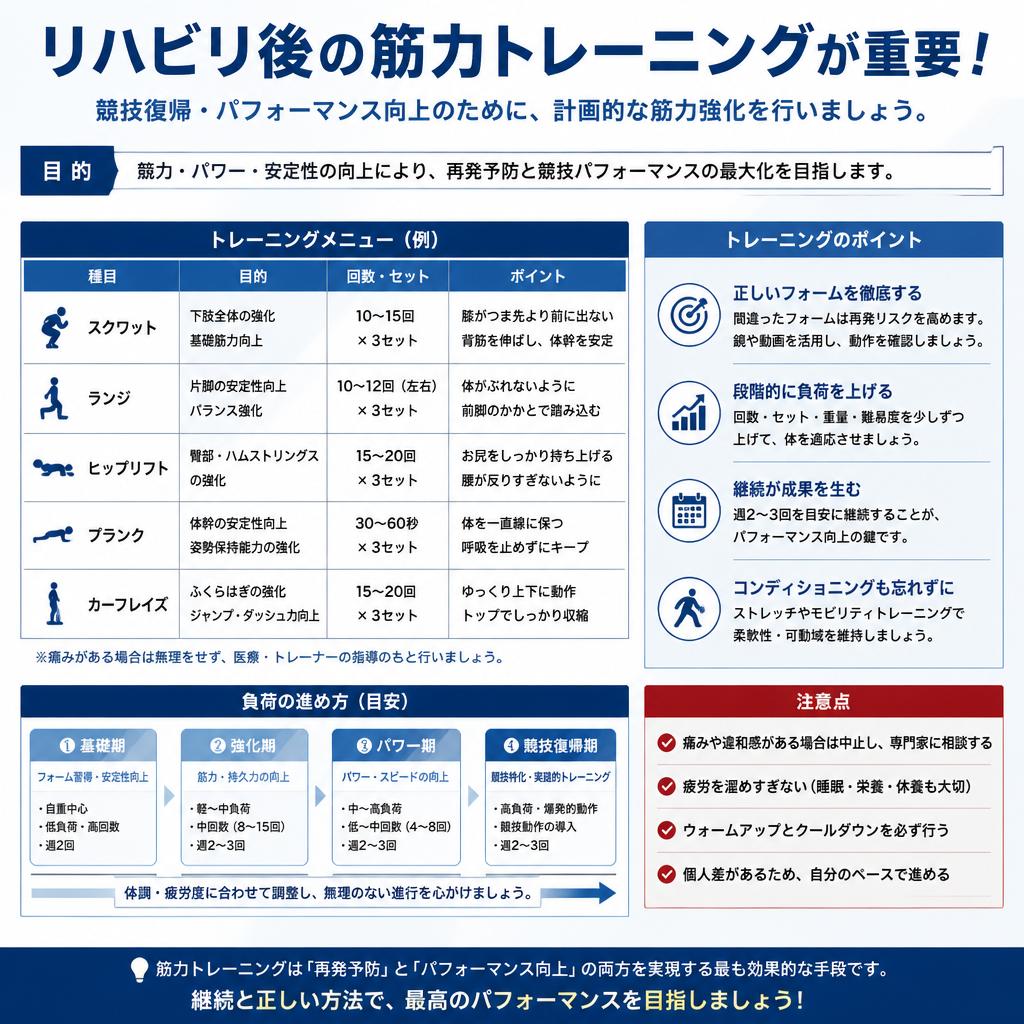 筋力トレーニングによる強化・再発防止