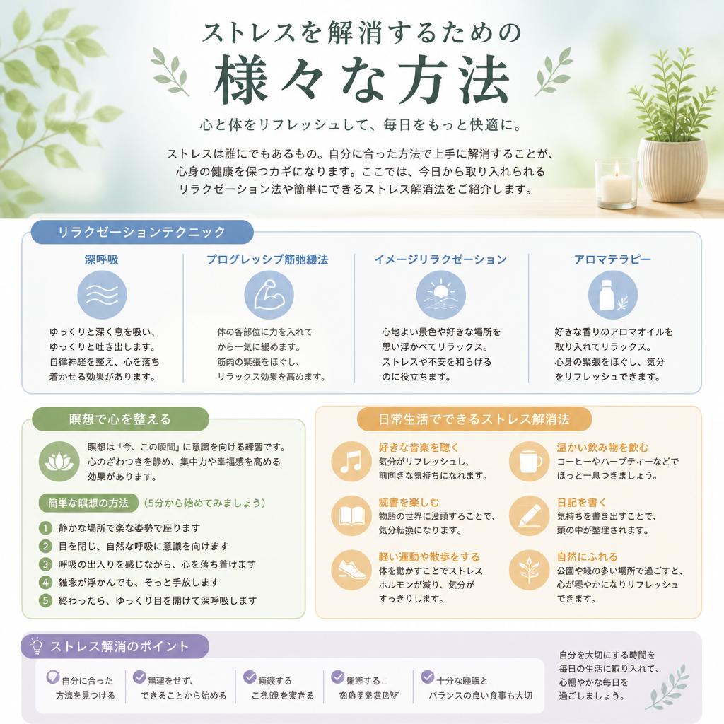 ストレスを取り除く、心と体のリフレッシュ法