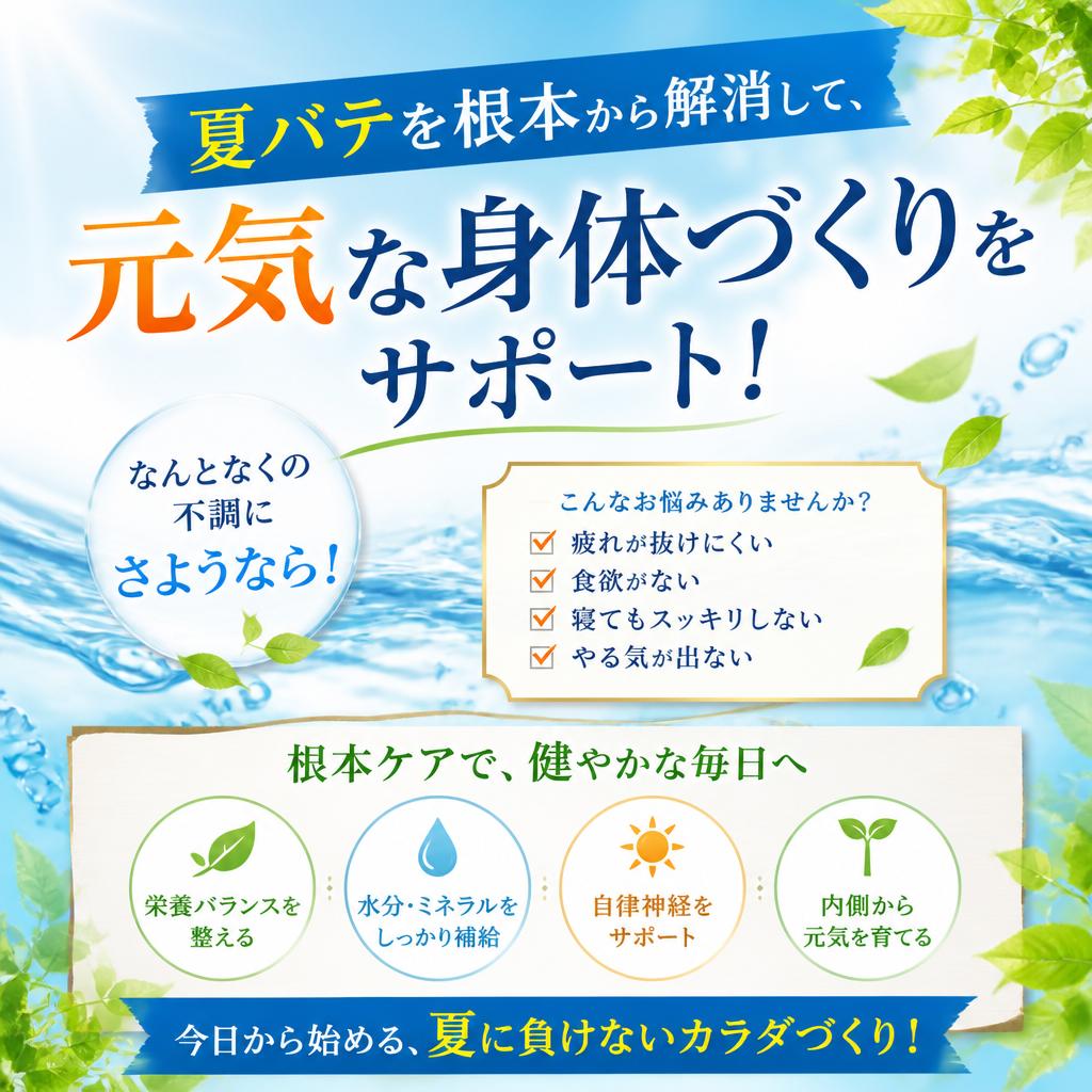 夏バテを根本から解消して、元気な身体づくりをサポート！