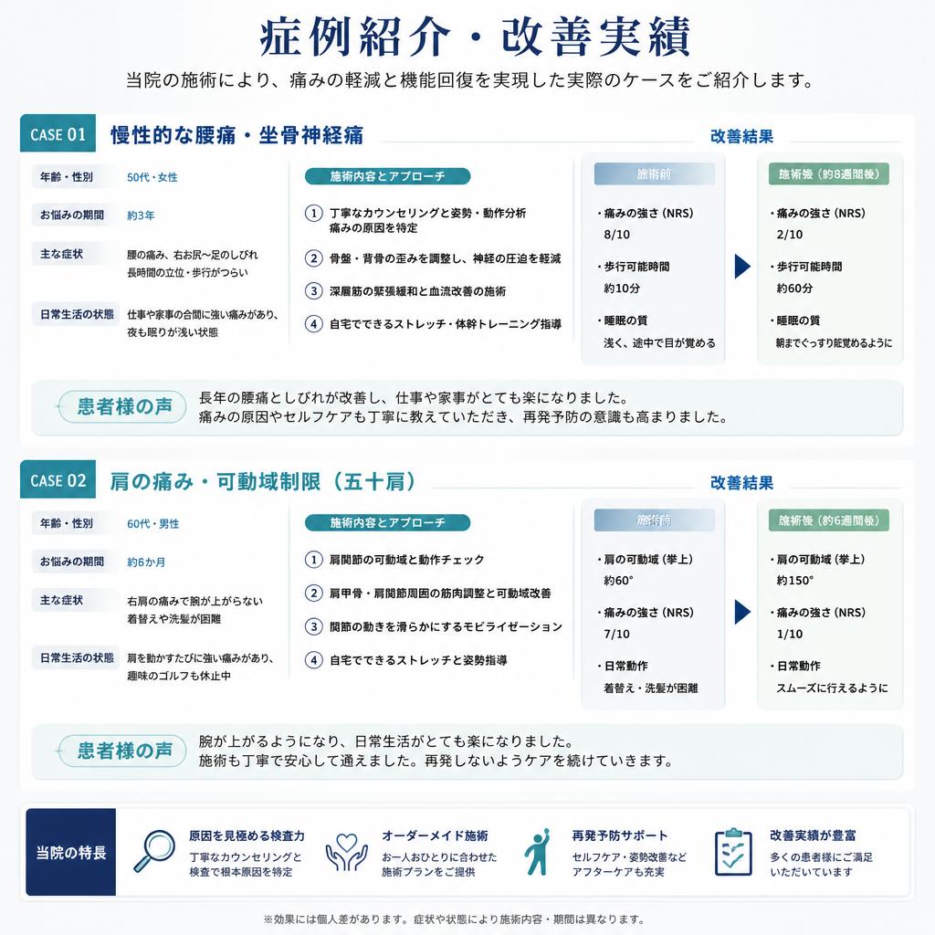 症例と改善実績