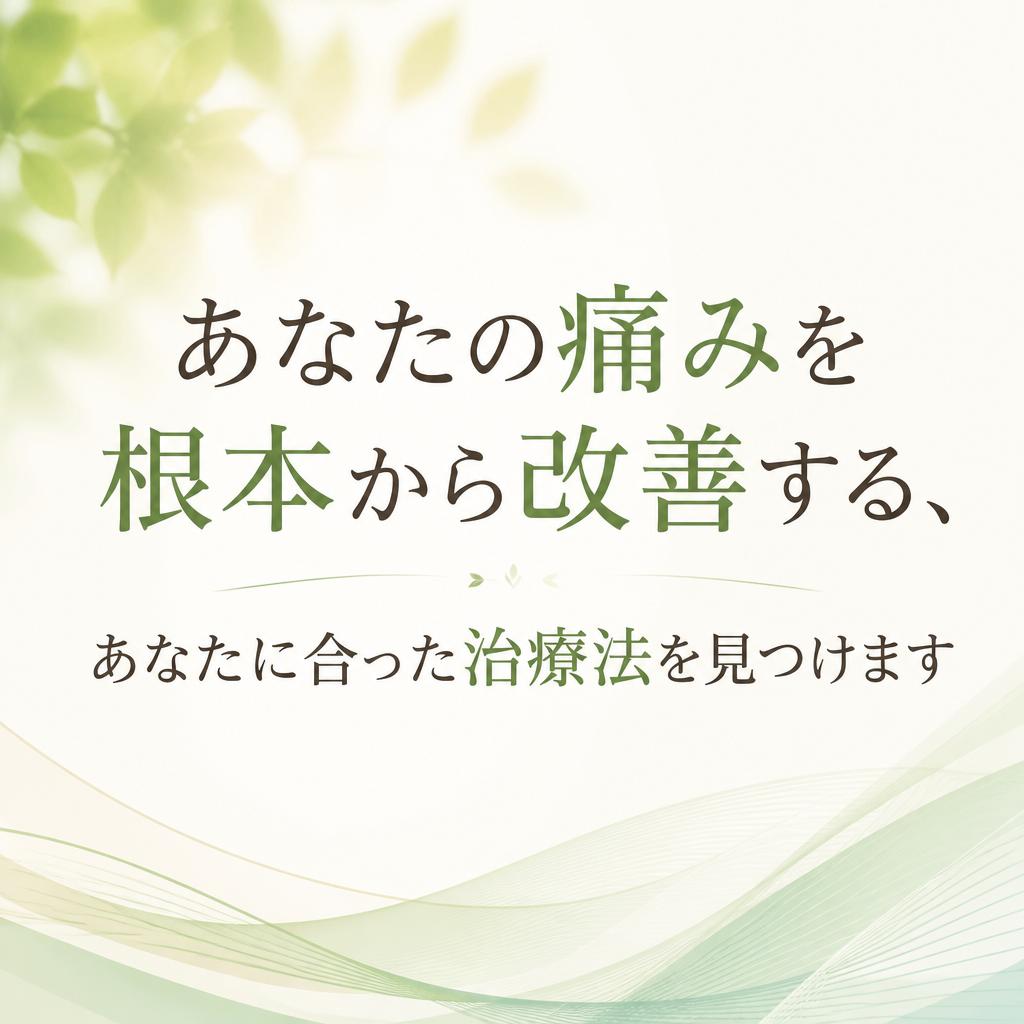 あなたの痛みを根本から改善する、あなたに合った治療法を見つけます