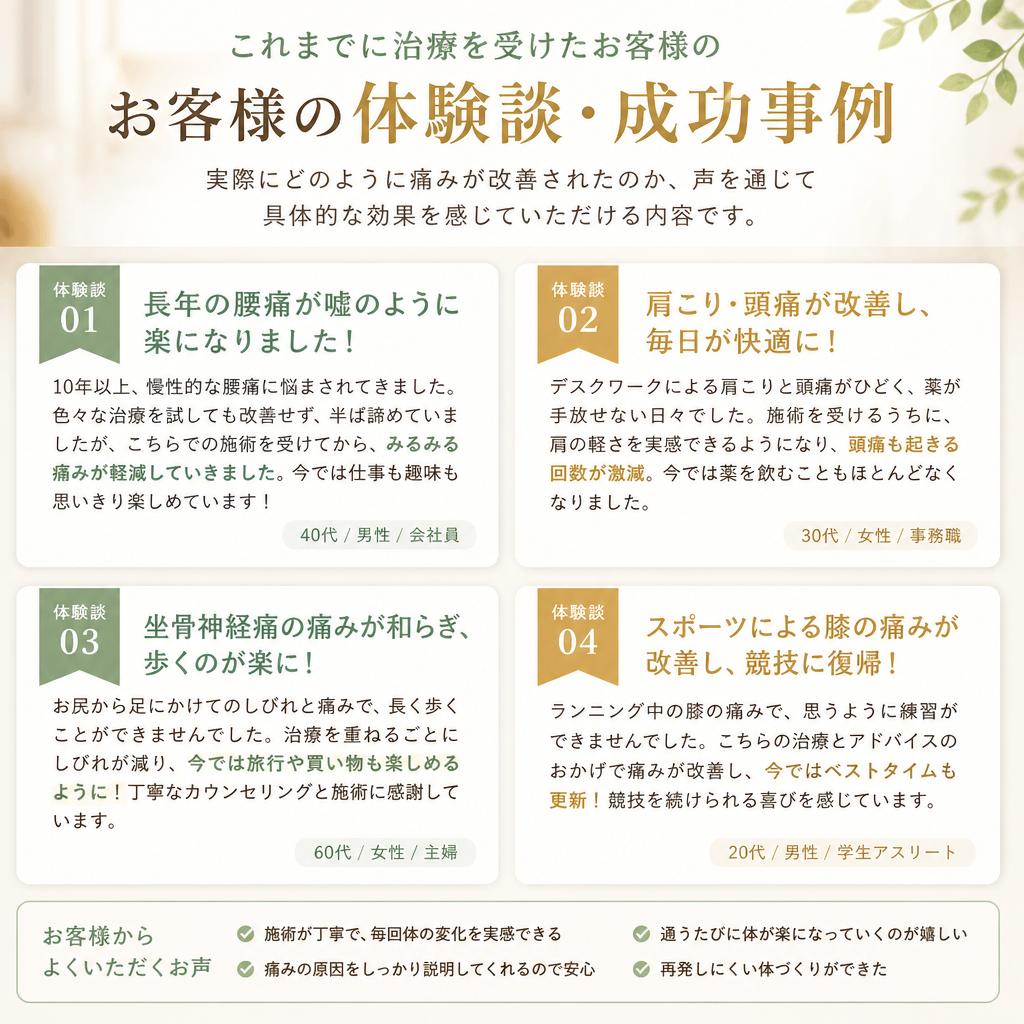 お客様の体験談・実績