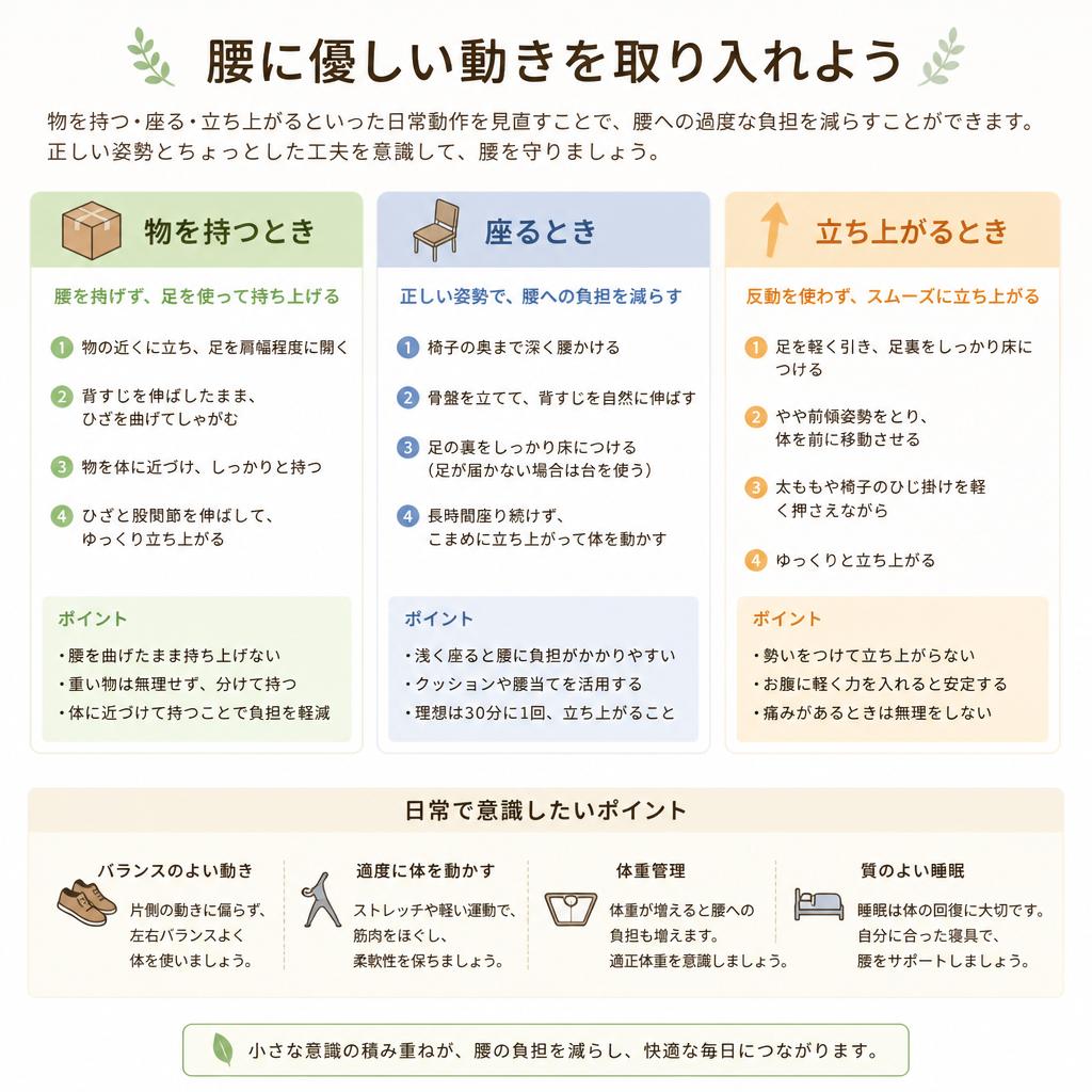 動作を見直して腰に優しい習慣を作る