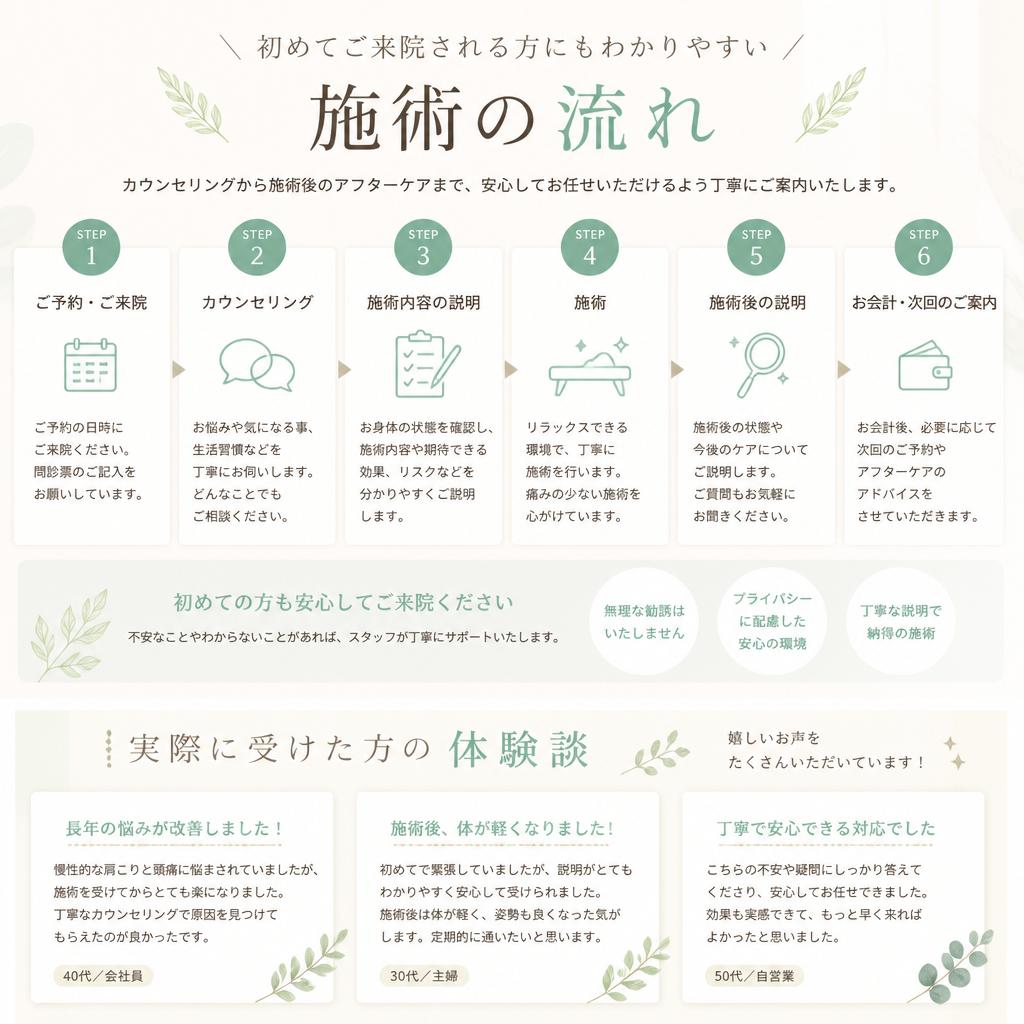施術の流れと体験談