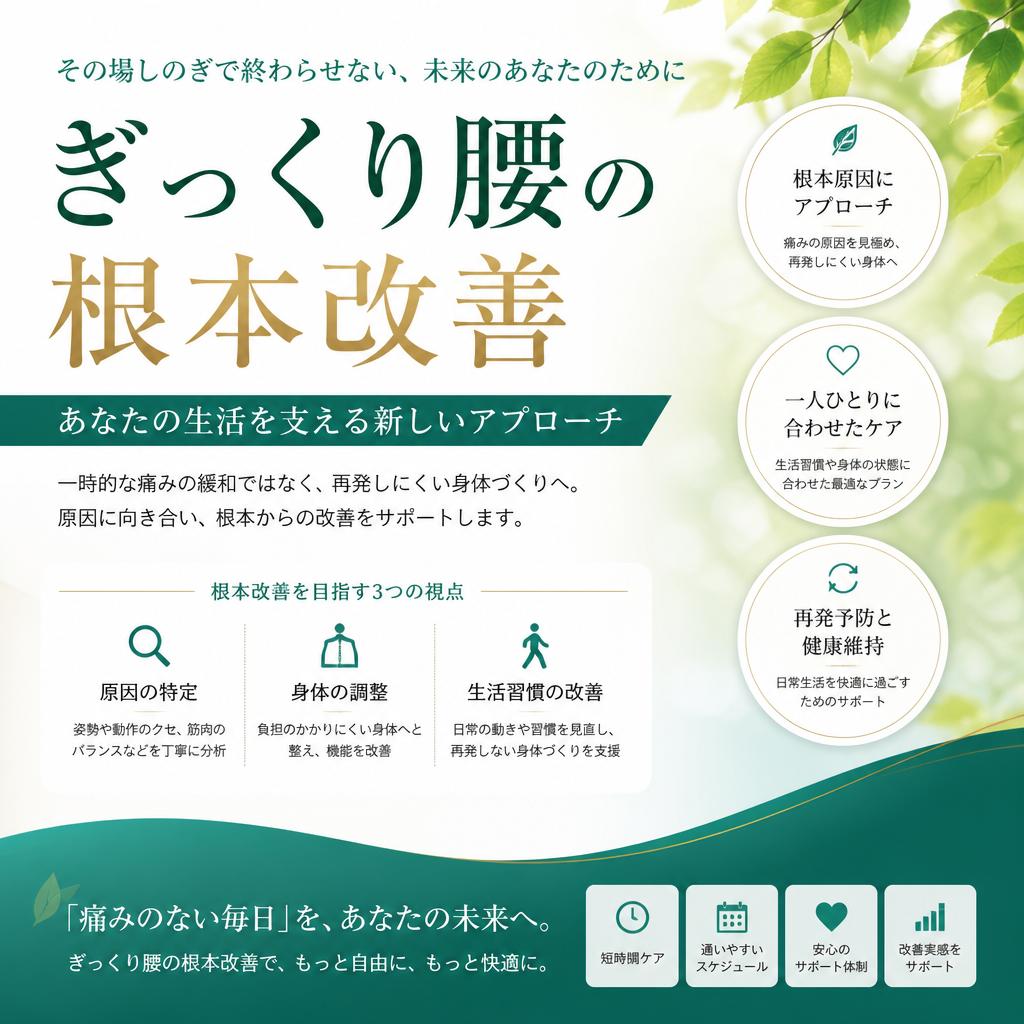 ぎっくり腰の根本改善、あなたの生活を支える新しいアプローチ
