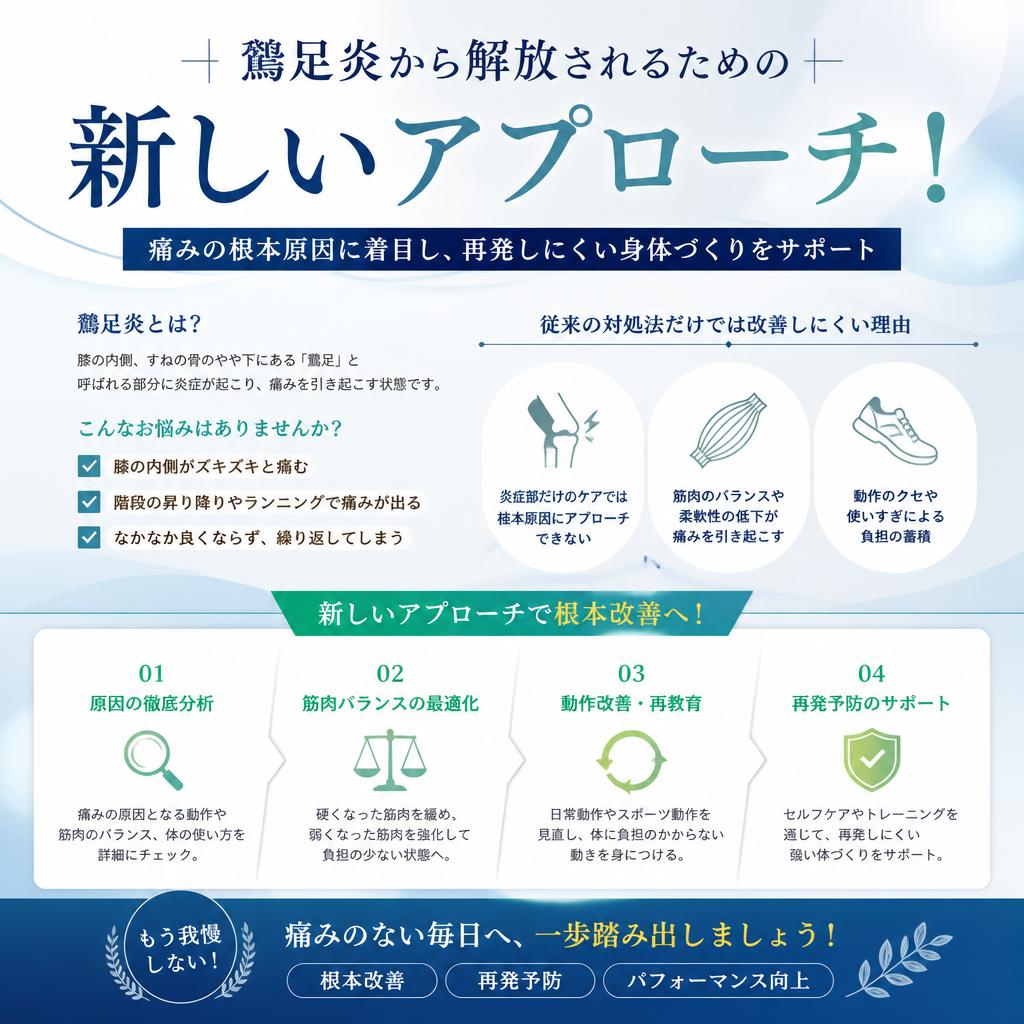鵞足炎から解放されるための新しいアプローチ！