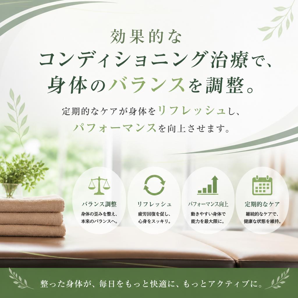 心身の状態を見極めるコンディショニング治療