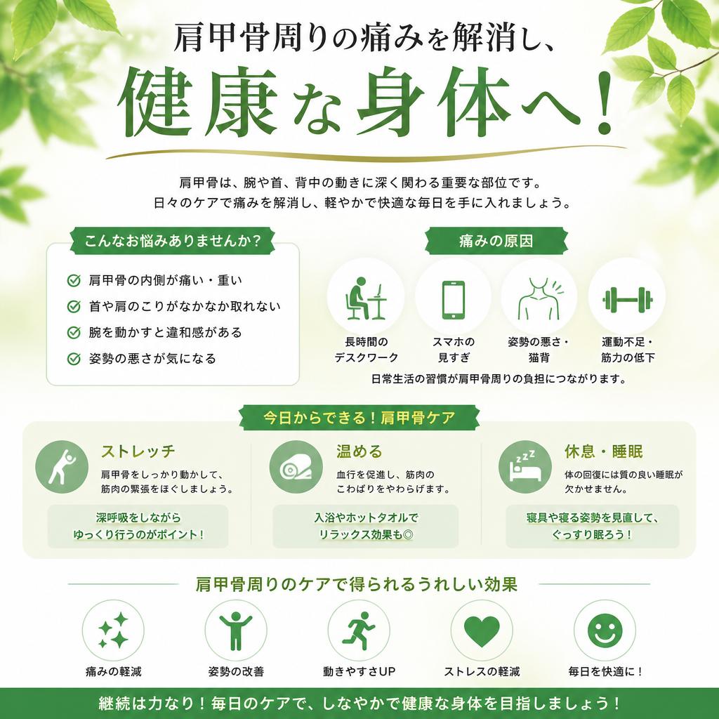 肩甲骨周りの痛みを解消し、健康な身体へ！