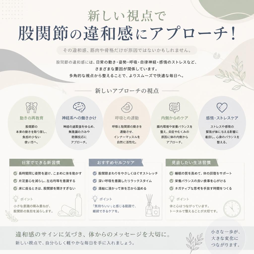新しい視点で股関節の違和感にアプローチ！
